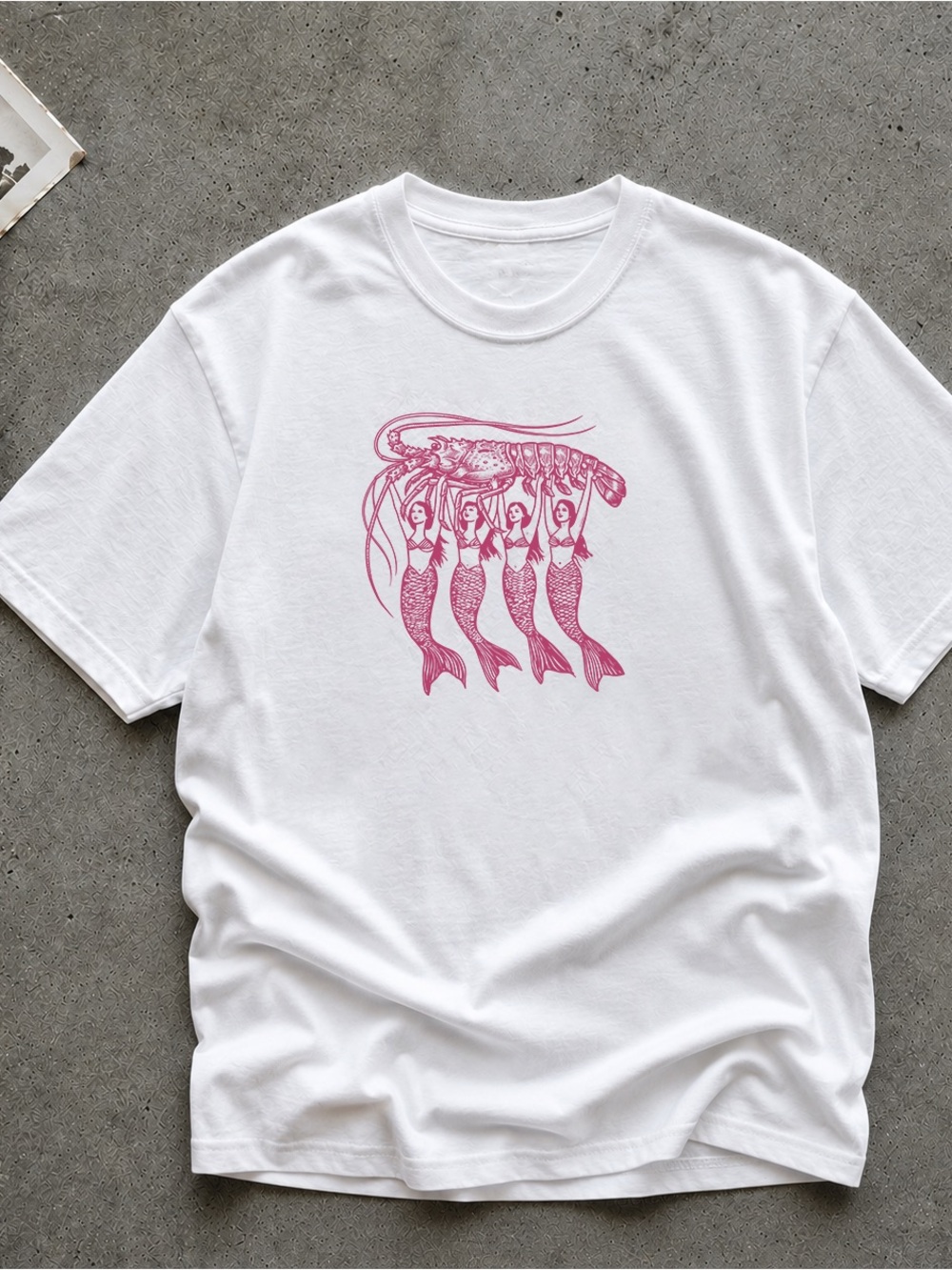 Shrimp and Mermaids Shirt, Ocean Fantasy Swim Tee Mermaid Shrimp Graphic